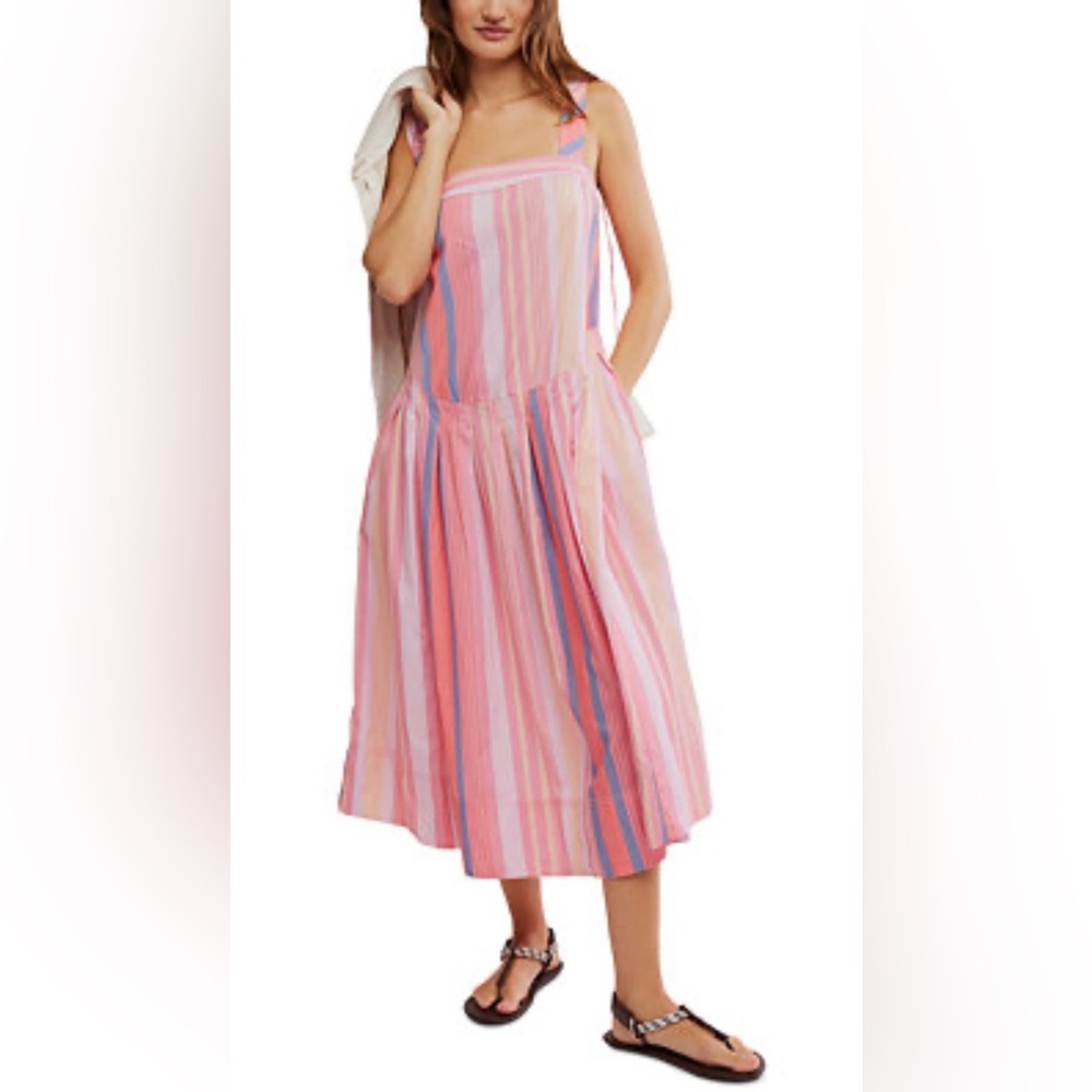 NEW Free People Primavera Striped Midi Dress NWT